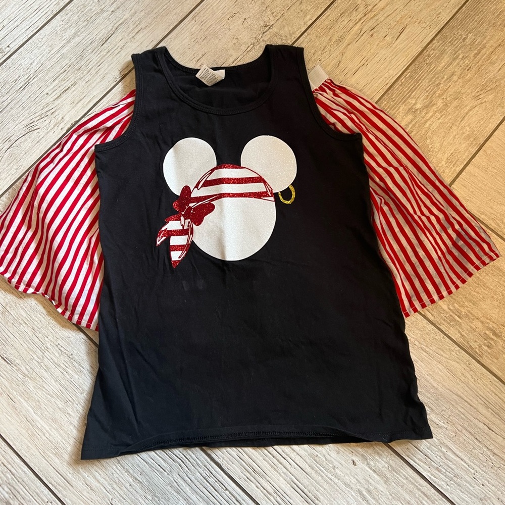 Black Tank TopMinnie mouse sparkle pirate graphic custom made for Disney Cruise